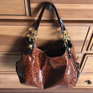 Limited edition Coach leopard patent leather bag